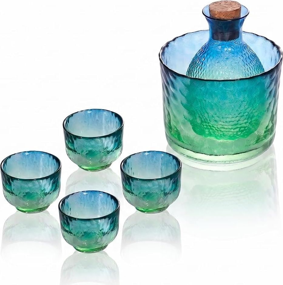 冷酒器セット 6点 330ml（ピーコックブルー）