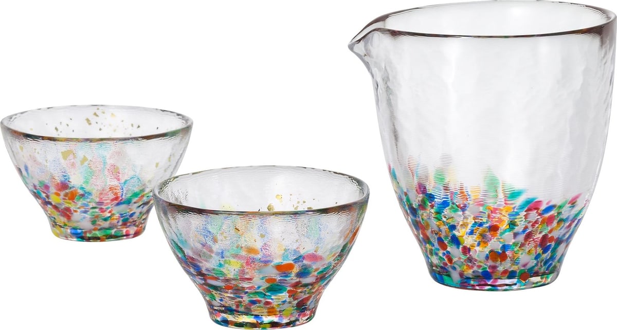 津軽びいどろ ねぶた 酒器セット（金箔入）